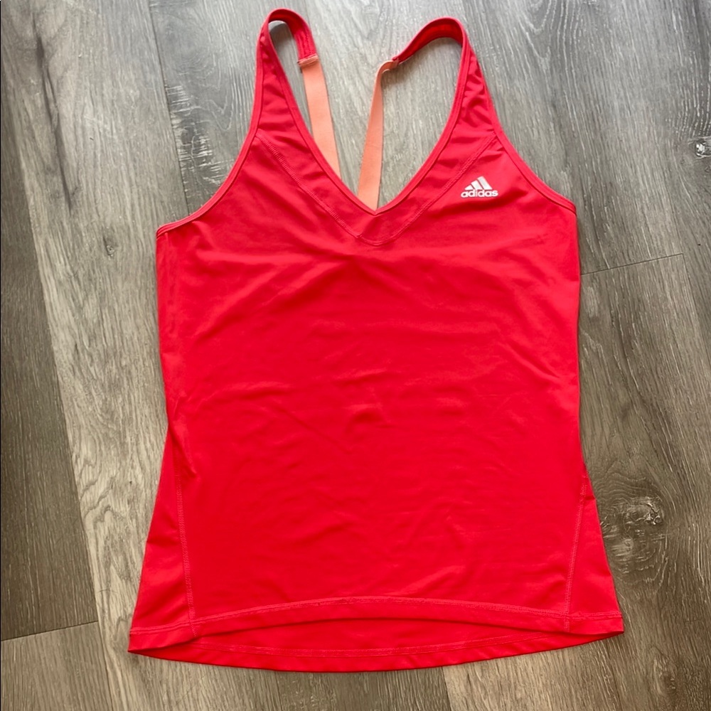 Adidas Reddish Fitted Sleeveless Tank Top